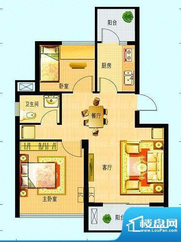 南山西海岸A户型 2室面积:65.90平米