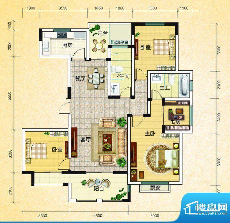 中建悦海和园G户型图面积:144.00平米