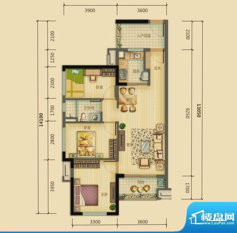 万科金域国际3-5栋0面积:96.00平米