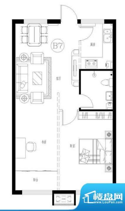 成德佳苑B7户型 2室面积:70.00平米