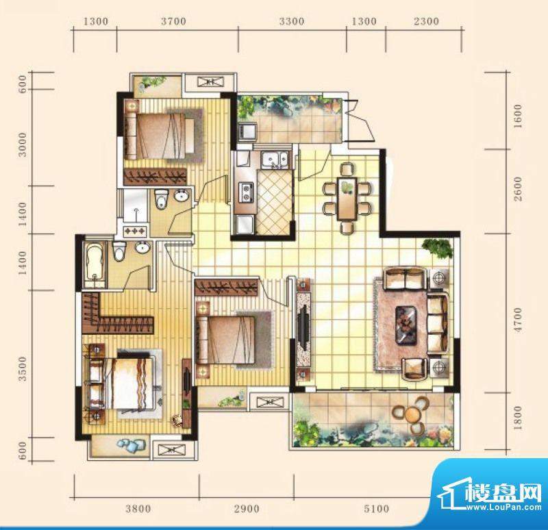 富盈盈翠曦园2栋标准面积:121.59平米