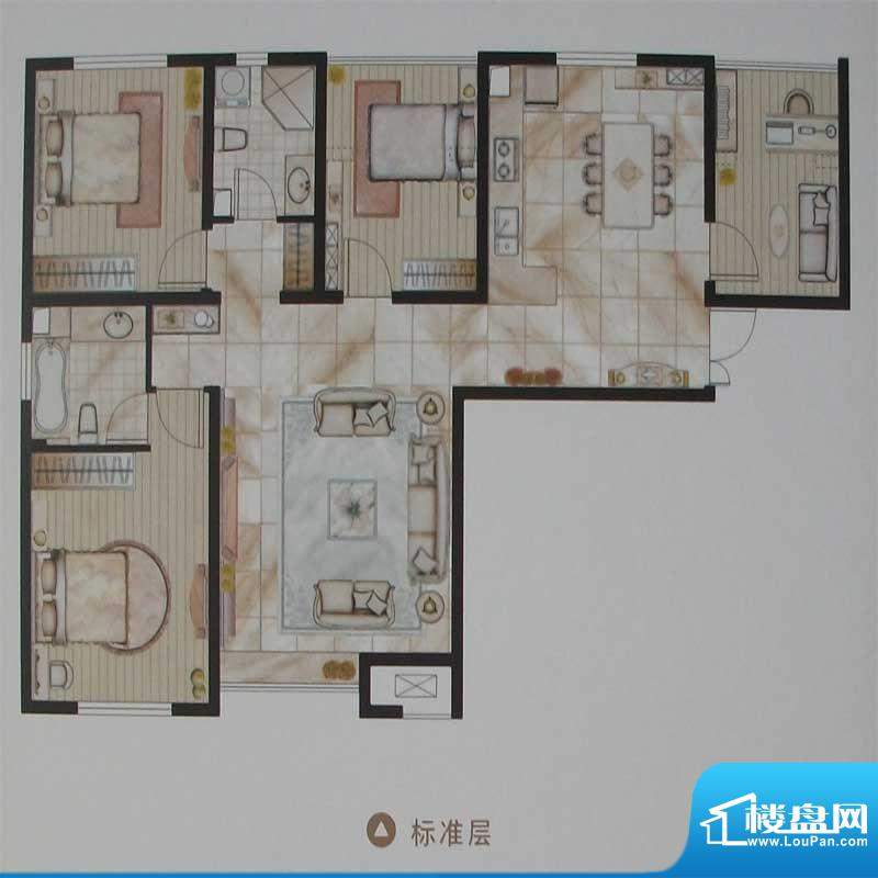 唐人中心E户型 4室2面积:140.00m平米