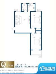 美林河畔Q户型 2室1面积:101.94m平米