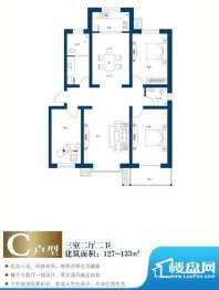 美林河畔C户型 3室2面积:127.00m平米