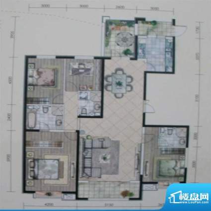 万达广场D户型 4室2面积:190.00m平米