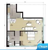 晋合公寓3#E户型 1室面积:90.00平米