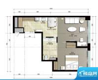 晋合公寓3#D户型 1室面积:68.00平米