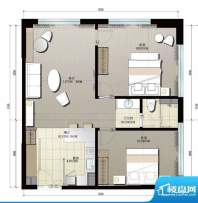 晋合公寓3#A户型 2室面积:104.00平米