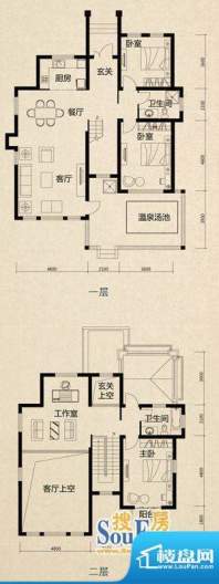 美芦庄园B1户型 3室面积:193.00m平米