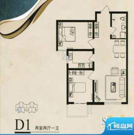 鑫和星都D1户型 2室面积:90.00m平米