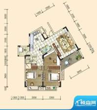 冠都现代城C户型 2室面积:97.76m平米