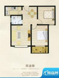 鑫达城高层户型 2室面积:85.40m平米