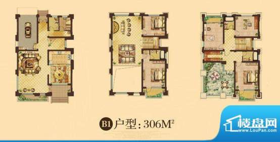 天鹅湖庄园独栋B1户面积:306.00平米