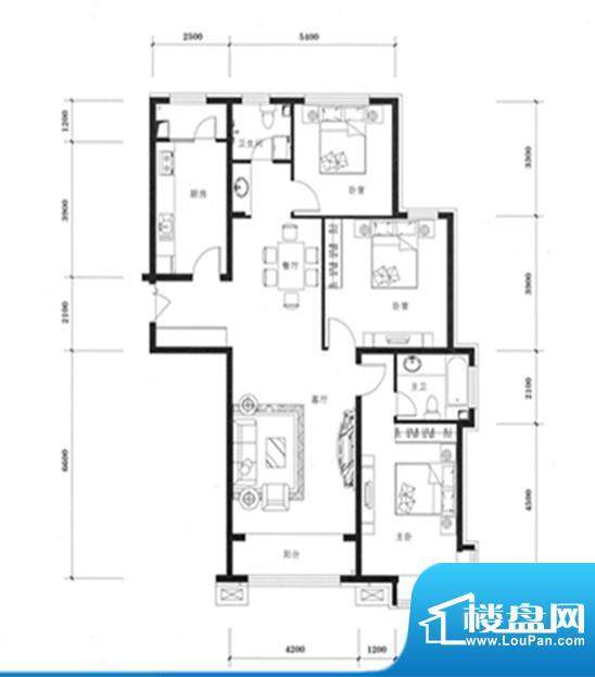 天佐奥城户型图3室面积:144.84m平米