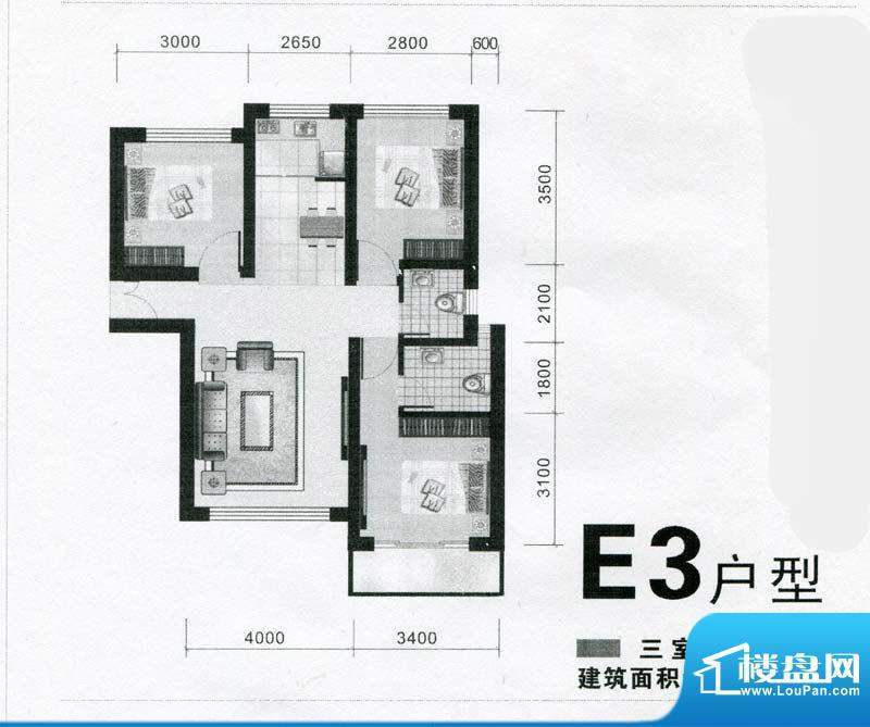 香江东湖印象E3户型面积:111.93m平米