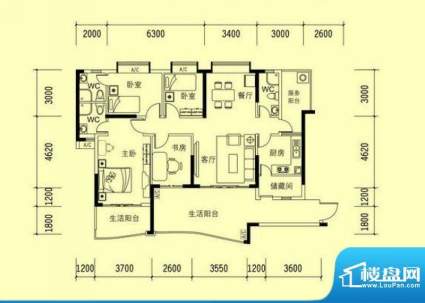 翠景湾18座01户型图面积:151.97平米