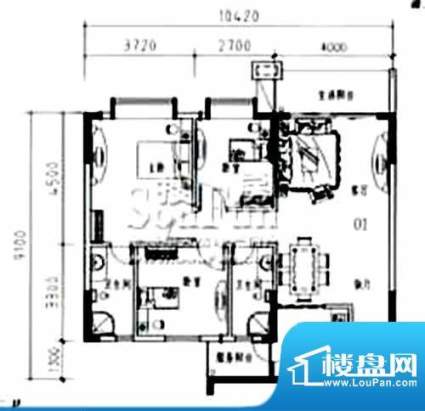 翠景湾1座标准层平面面积:103.00平米