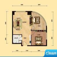 邦鼎富都户型2 2室1面积:81.00m平米