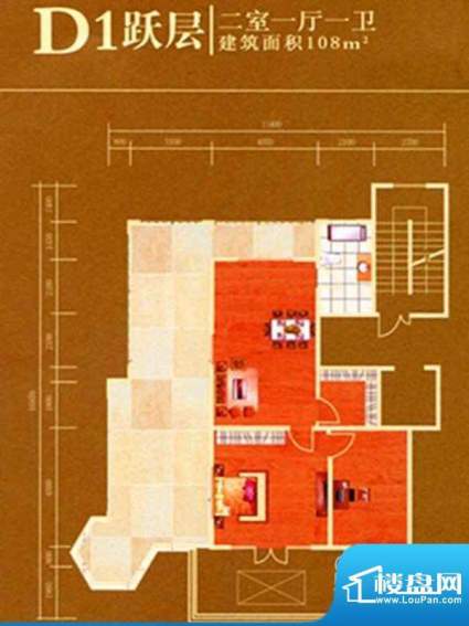 万正明珠D1月层户型面积:108.00m平米