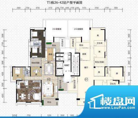 富力君湖华庭T1栋26面积:261.00平米