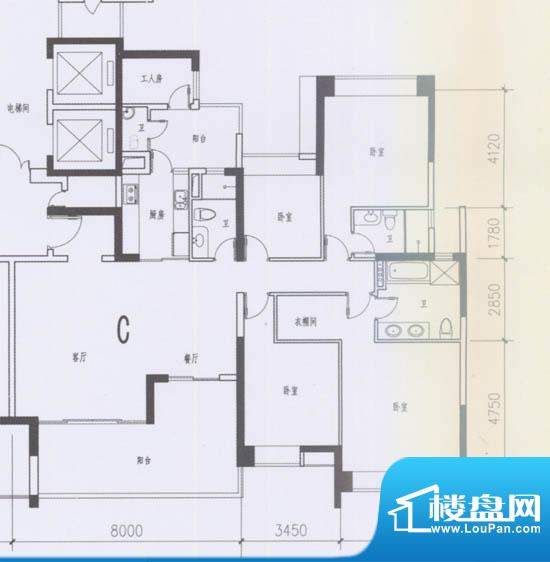 合景天湖峰境F3栋C户面积:202.08平米