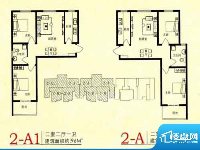 锦绣花园2-A户型 2室面积:92.00m平米