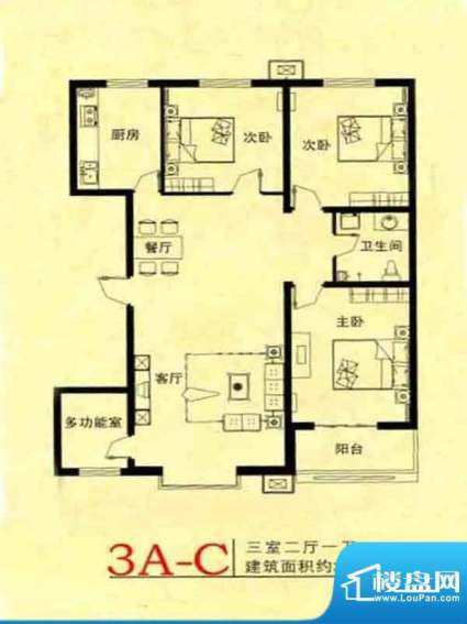 锦绣花园3A-C 3室2厅面积:146.00m平米