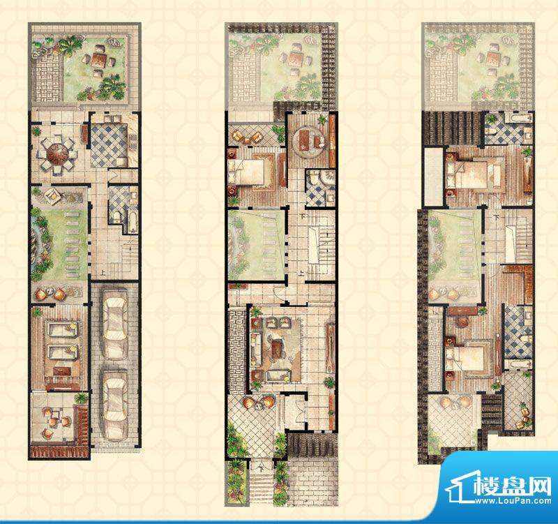 和沁园联排b户型 3室面积:308.00平米