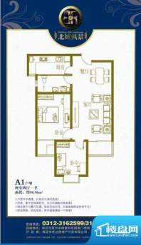 北城枫景A1户型两室面积:98.96m平米