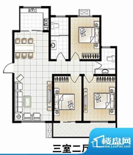 秀兰尚城户型 3室2厅面积:157.00m平米