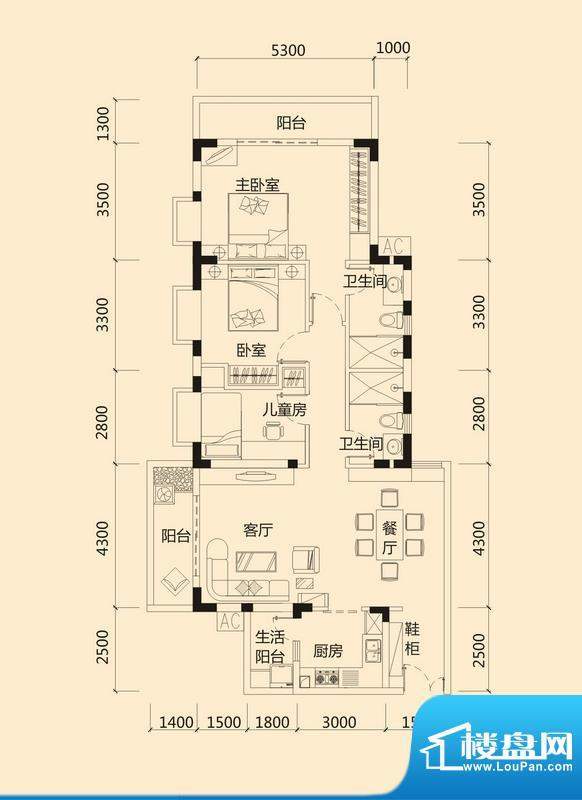 皇冠世纪豪门世纪府面积:133.98平米