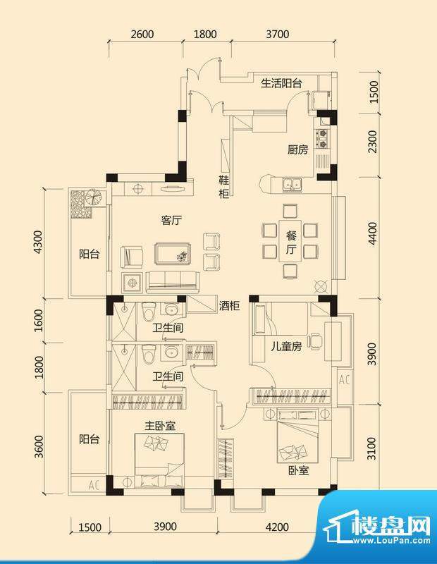 皇冠世纪豪门世纪府面积:140.21平米