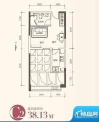 金大地19125#楼C2户面积:38.13平米