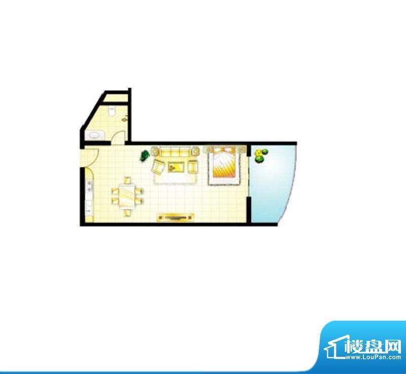 山海韵龙栖湾B户型 面积:58.32平米