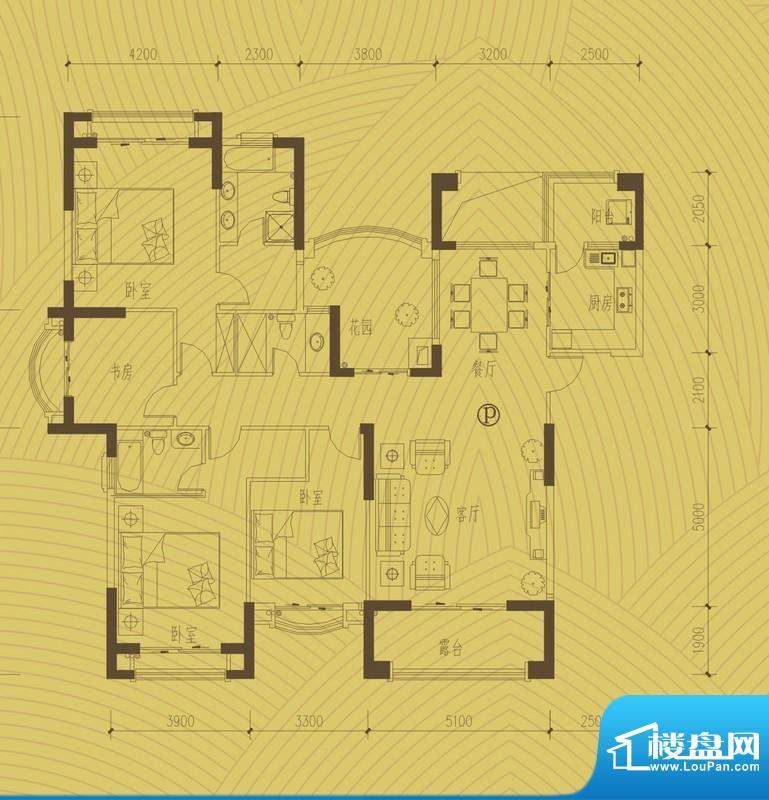 翡翠水城1# p户型 4面积:193.98平米