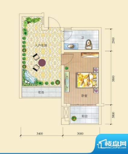 昌顺豪庭C2_C4户型 面积:34.90平米