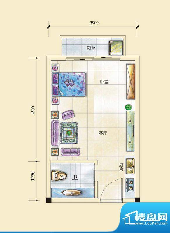 昌顺豪庭E户型1-1-1面积:0.00平米