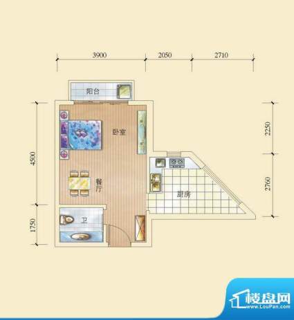 昌顺豪庭E户型酒店式面积:41.80平米