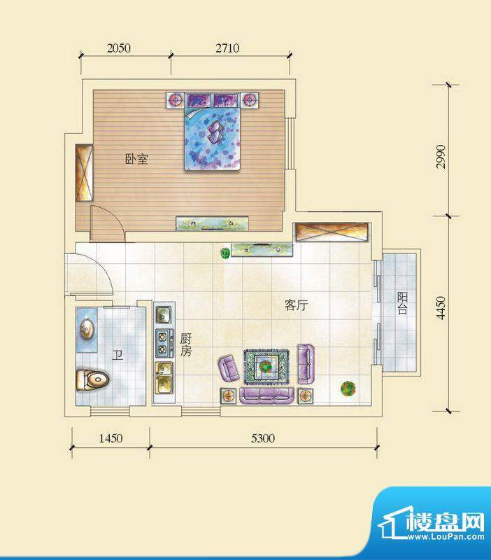 昌顺豪庭G户型酒店式面积:64.50平米