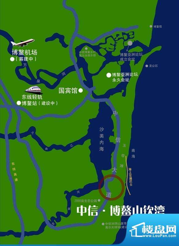 中信博鳌山钦湾交通图