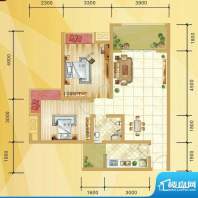 同立悦城A3户型面积:78.58平米