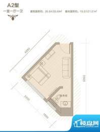 瀚威城市中心A2户型面积:26.64平米
