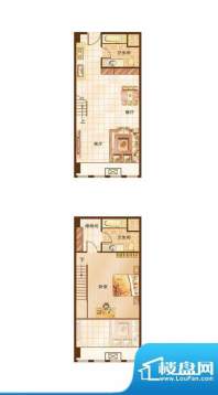 鸿悦国际Loft户型 1面积:58.00m平米