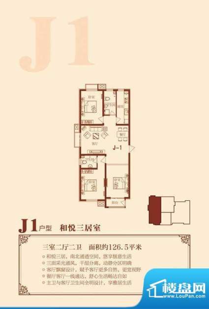 荣联天下城J1户型 3面积:126.50m平米