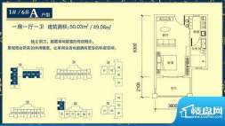 万泉明珠1#/6# A户型面积:50.03平米