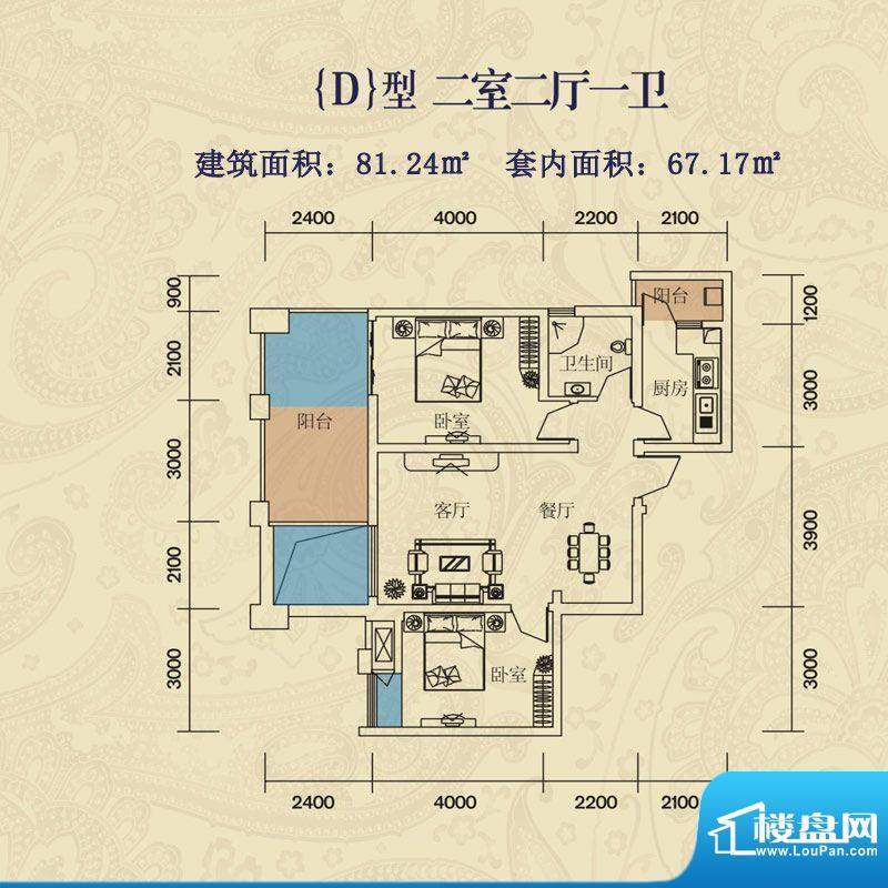 枫璟398A区枫璟398二面积:81.24平米