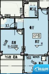 绿叶经典C户型图 1室面积:59.01平米