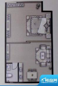 克拉公寓户型二 1室面积:45.70平米