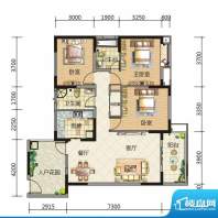 嘉来盛世华庭A-6户型面积:117.06平米