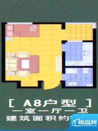 鑫泰园A8户型 1室1厅面积:50.00m平米